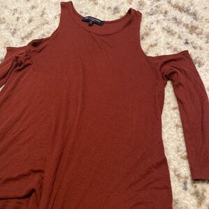 one clothing rustic Red Rounded Neckline top with 3 quarter sleeve